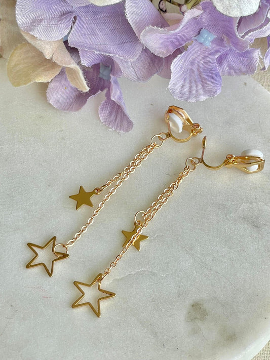 Golden star clip-on earrings