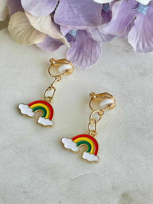 Rainbow clip-on earrings