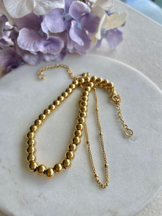 Full gold ball double chain bracelet