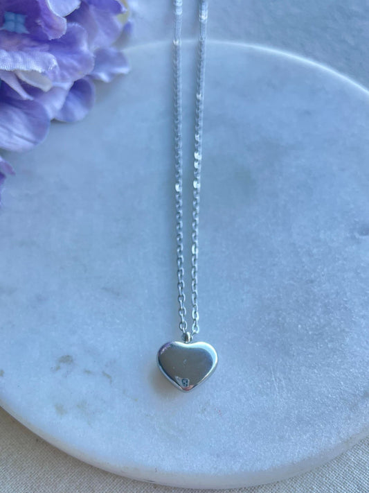 Solid heart silver necklace