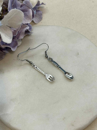 What the fork, knife and spoon small earrings