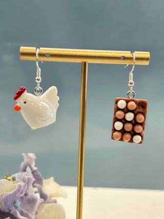Chicken or the egg earrings