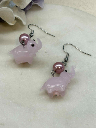Cute glass elephant earrings