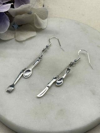 What the fork, knife and spoon earrings
