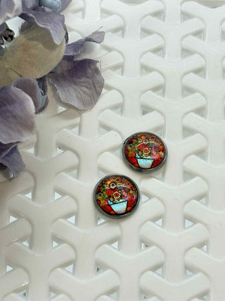 Life at its best cabochon stud - happy bunch