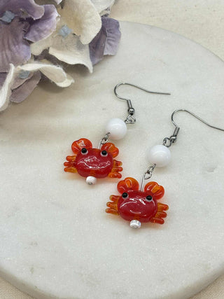 Cute glass crab earrings