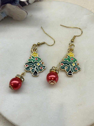 Christmas trees with Bauble Christmas earrings