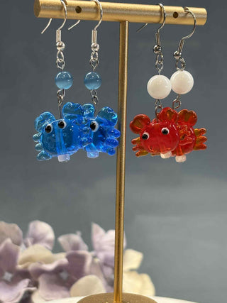 Cute glass crab earrings