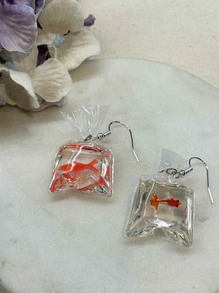 Fish in a bag earring
