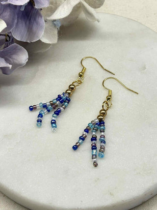 Blue fun hook earrings
