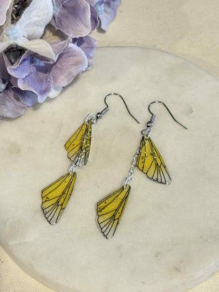 Butterfly wing - chain on hook earrings