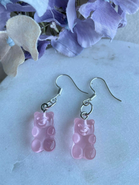 Light pink baby gummie bear earrings