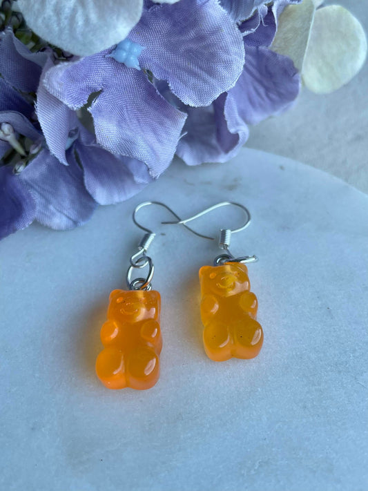 Light orange baby gummie bear earrings