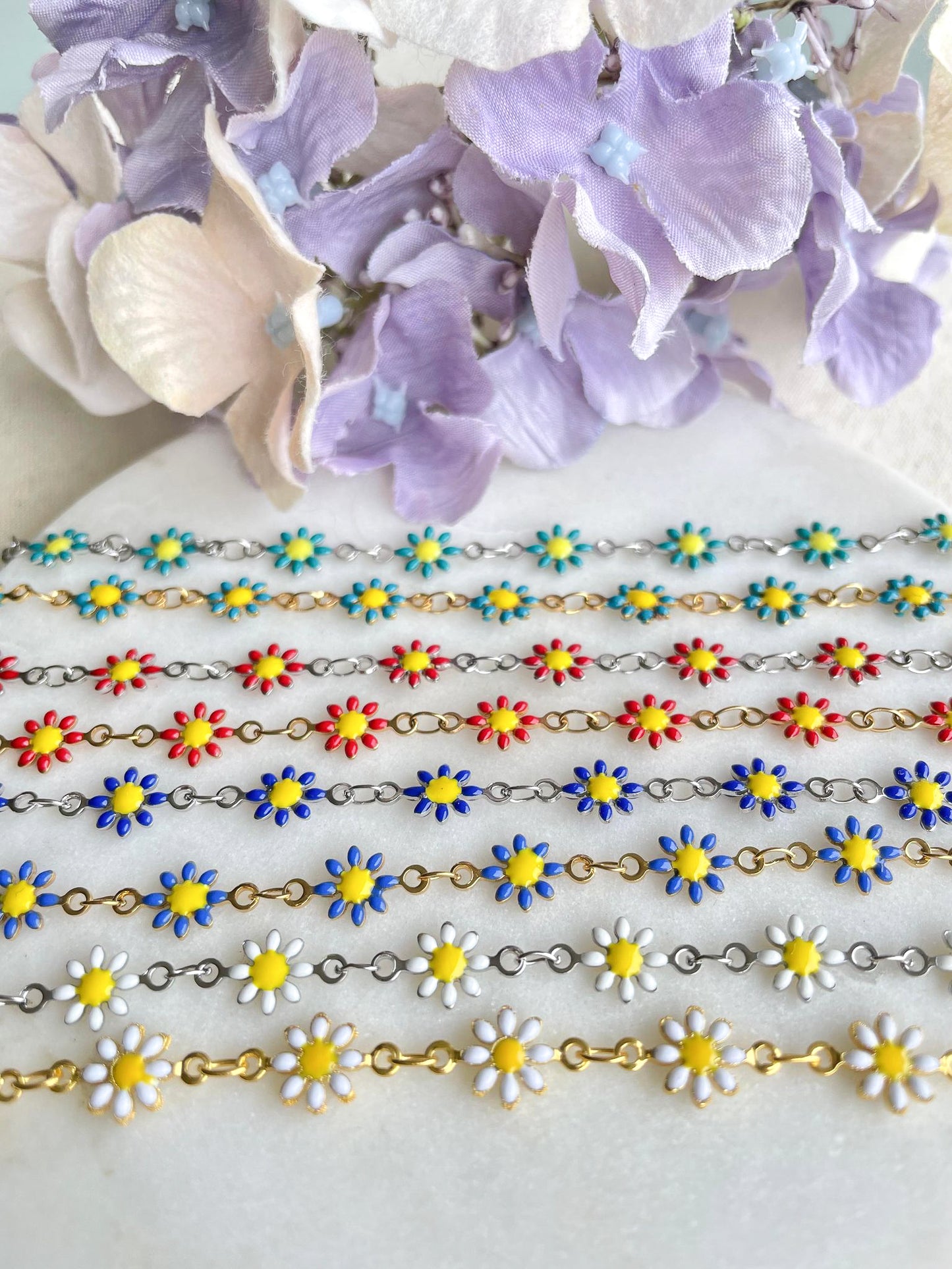 Daisy Golden Bracelet - Aqua