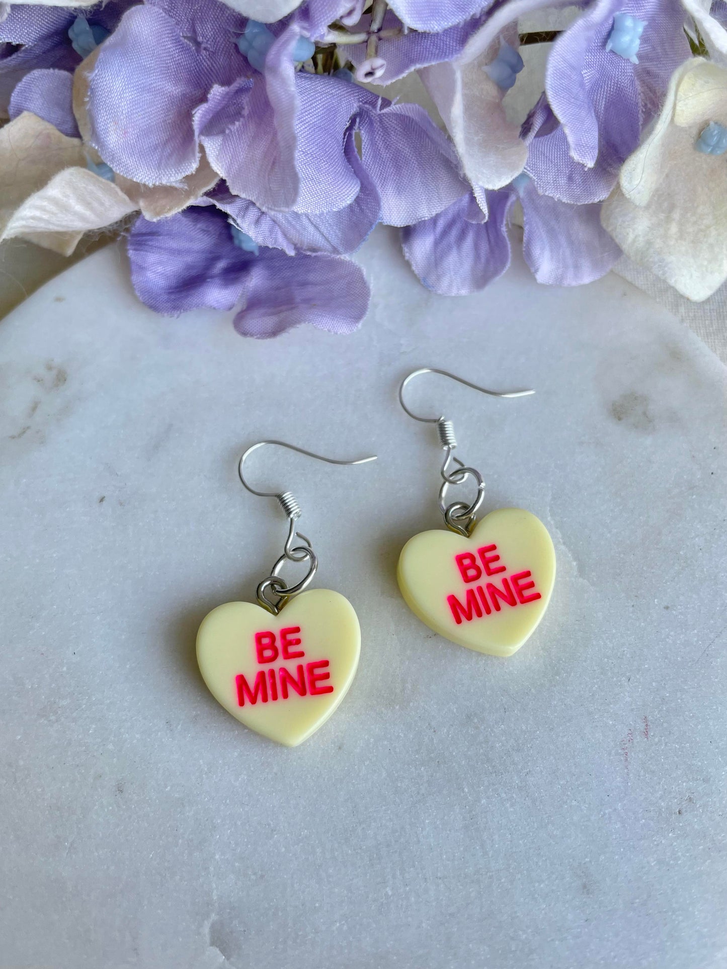 Candy heart - Be Mine earrings - yellow