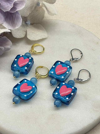Love all boxed up earrings - hot pink