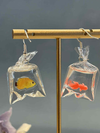 Fish in a bag earring