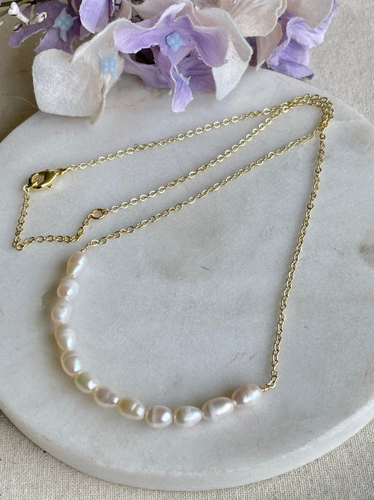 Tropical pearl beaded necklace
