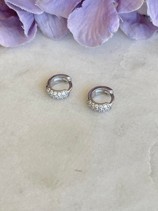 Silver Sleeper with crystal inset earrings - small