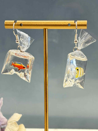 Fish in a bag earring