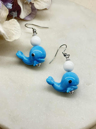 Land and sea glass bead earrings