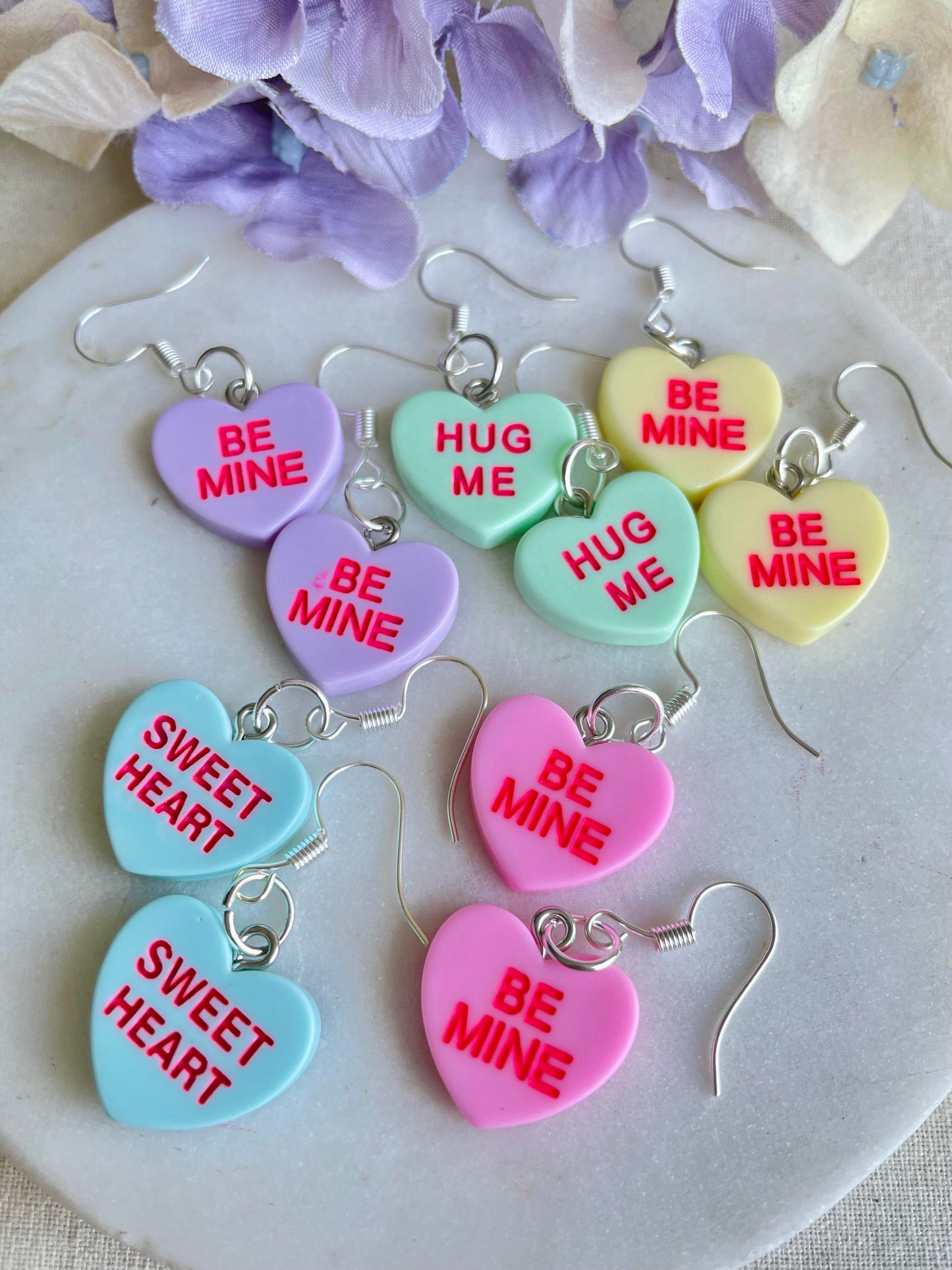 Candy heart - Be Mine earrings - yellow