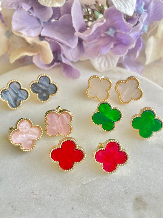 Four leaf clover clip-on earrings