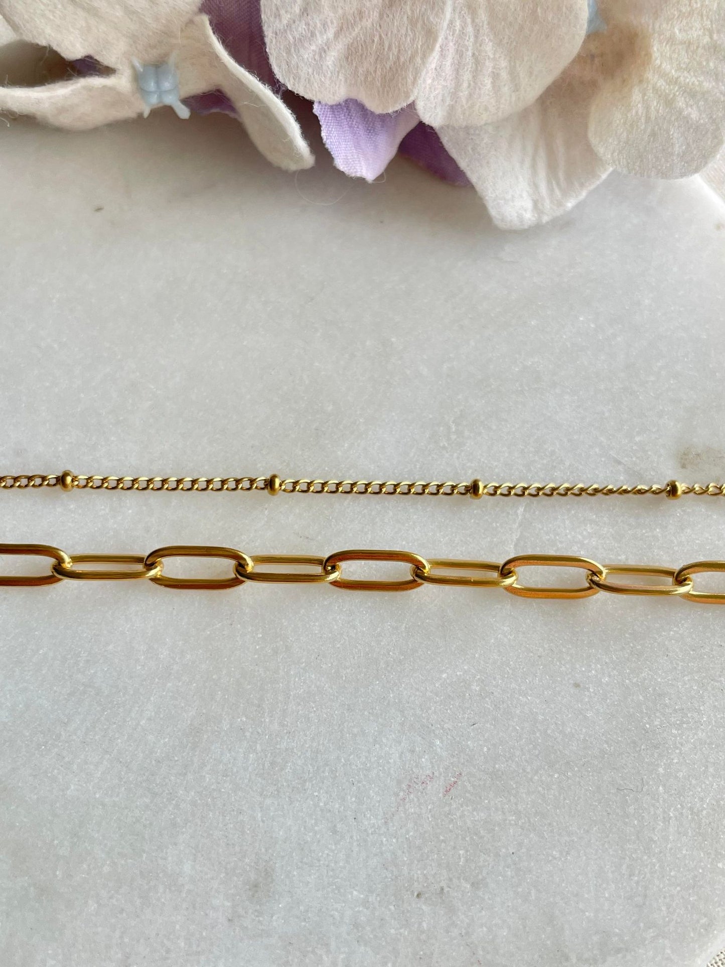 Open link with plain gold double bracelet – Tarnish Proof Jewellery