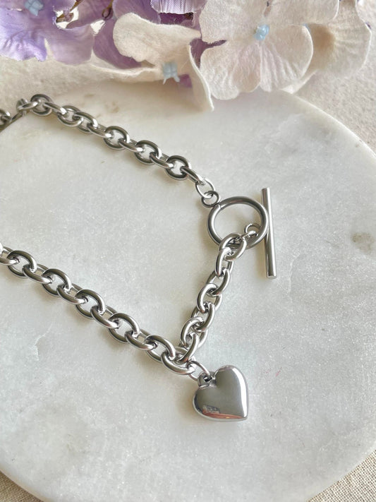 Lock your love in silver chain necklace