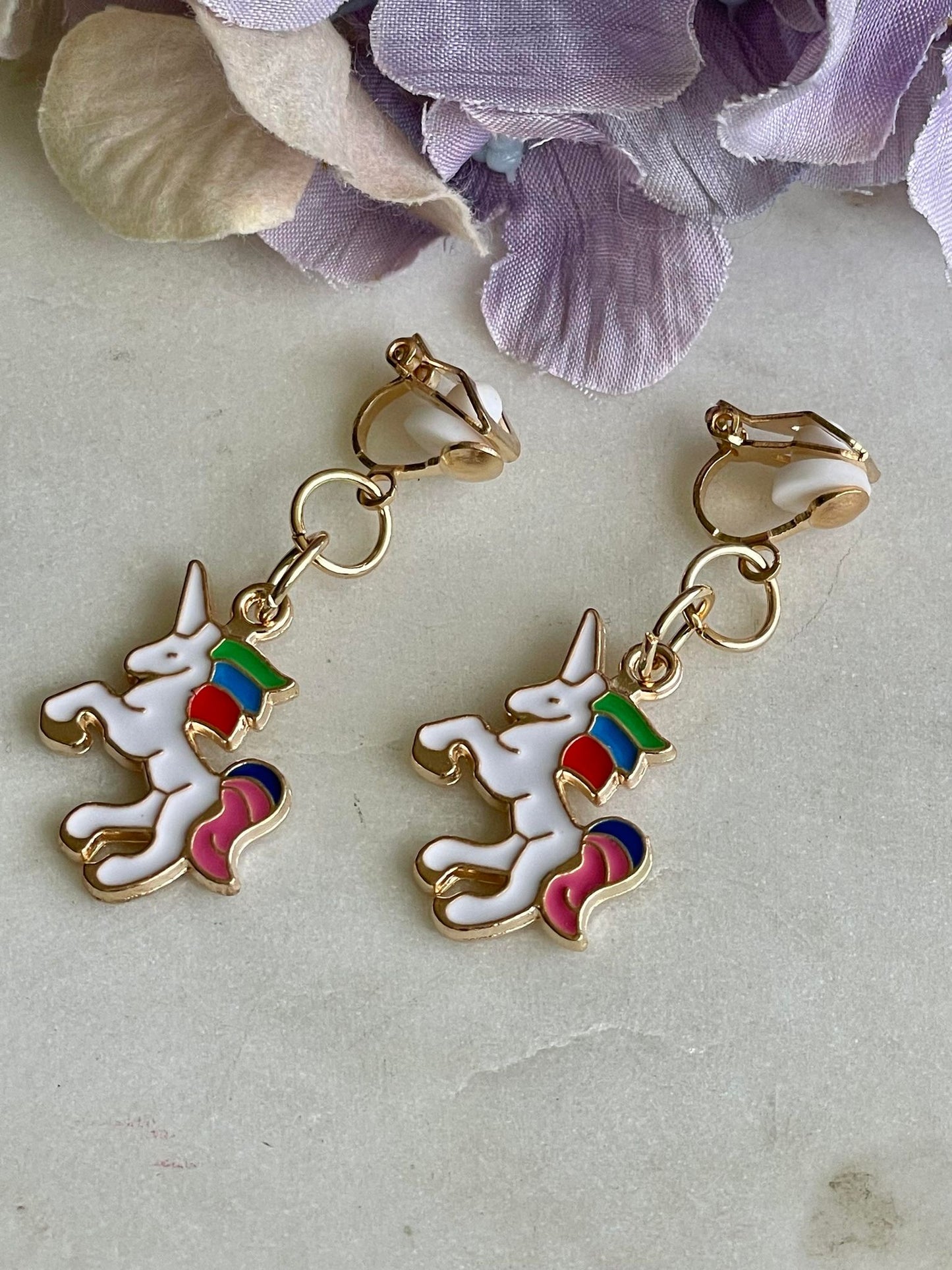 Unicorn clip-on earrings