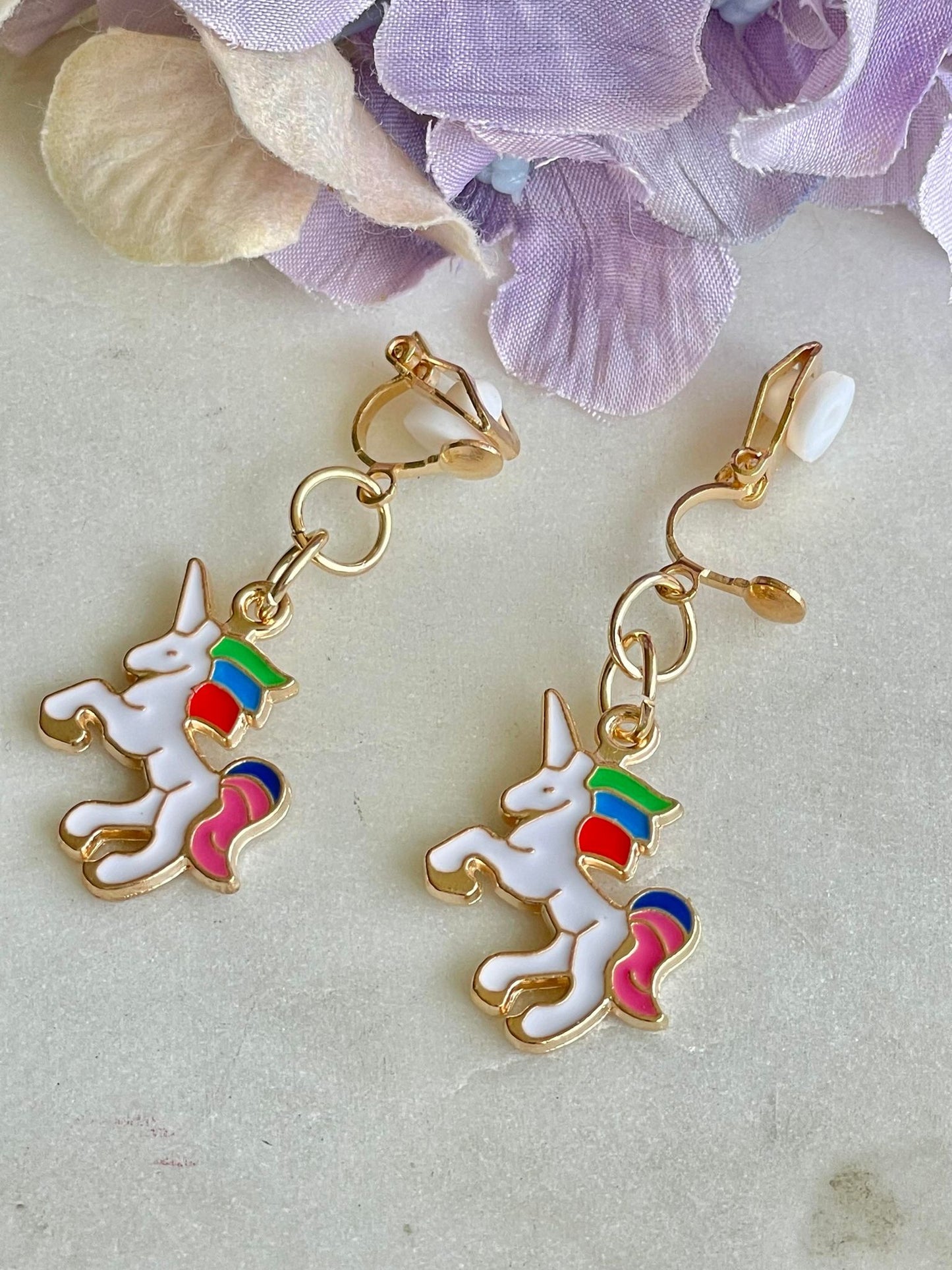 Unicorn clip-on earrings