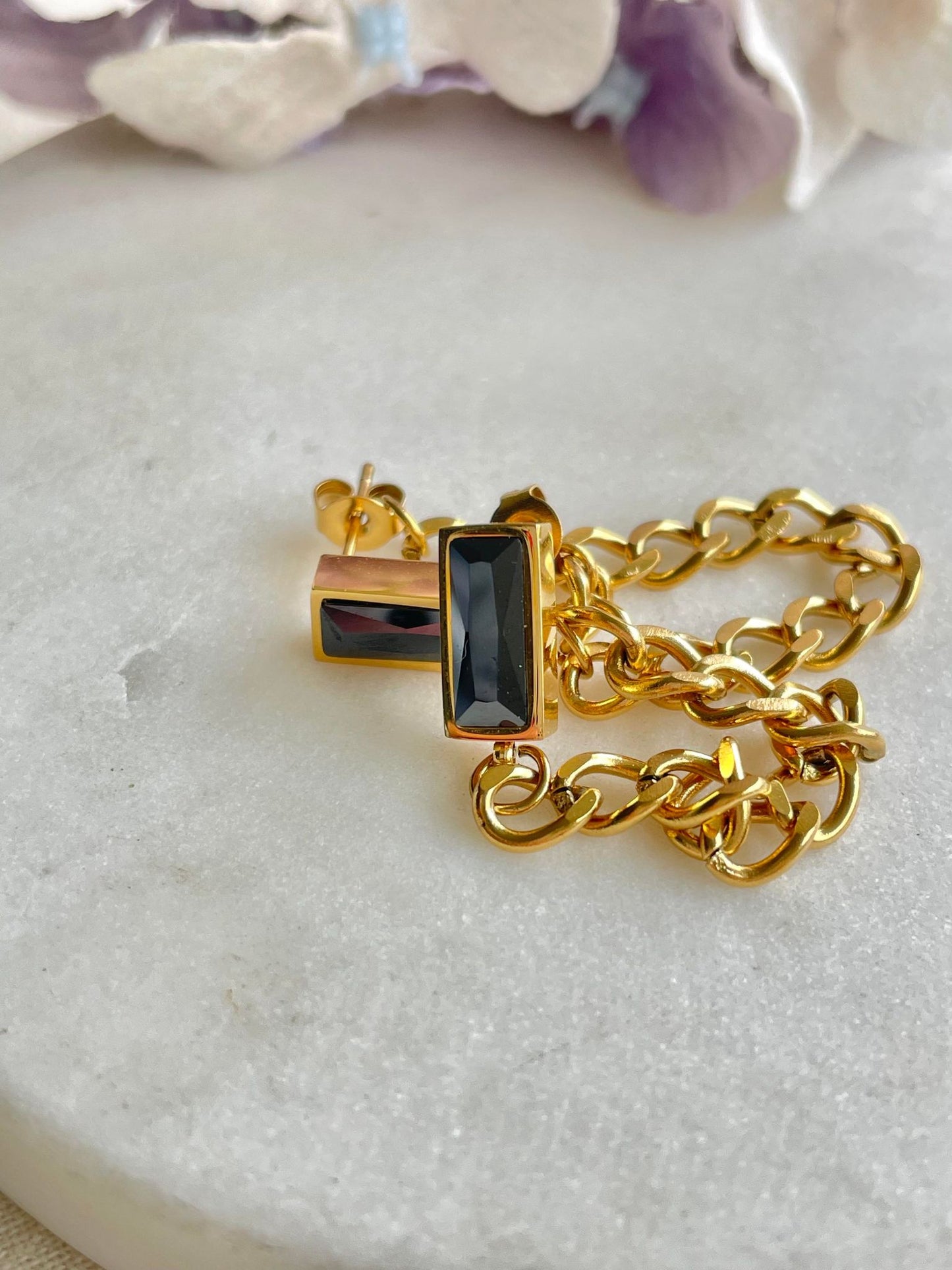 Link back to you with black gem earrings