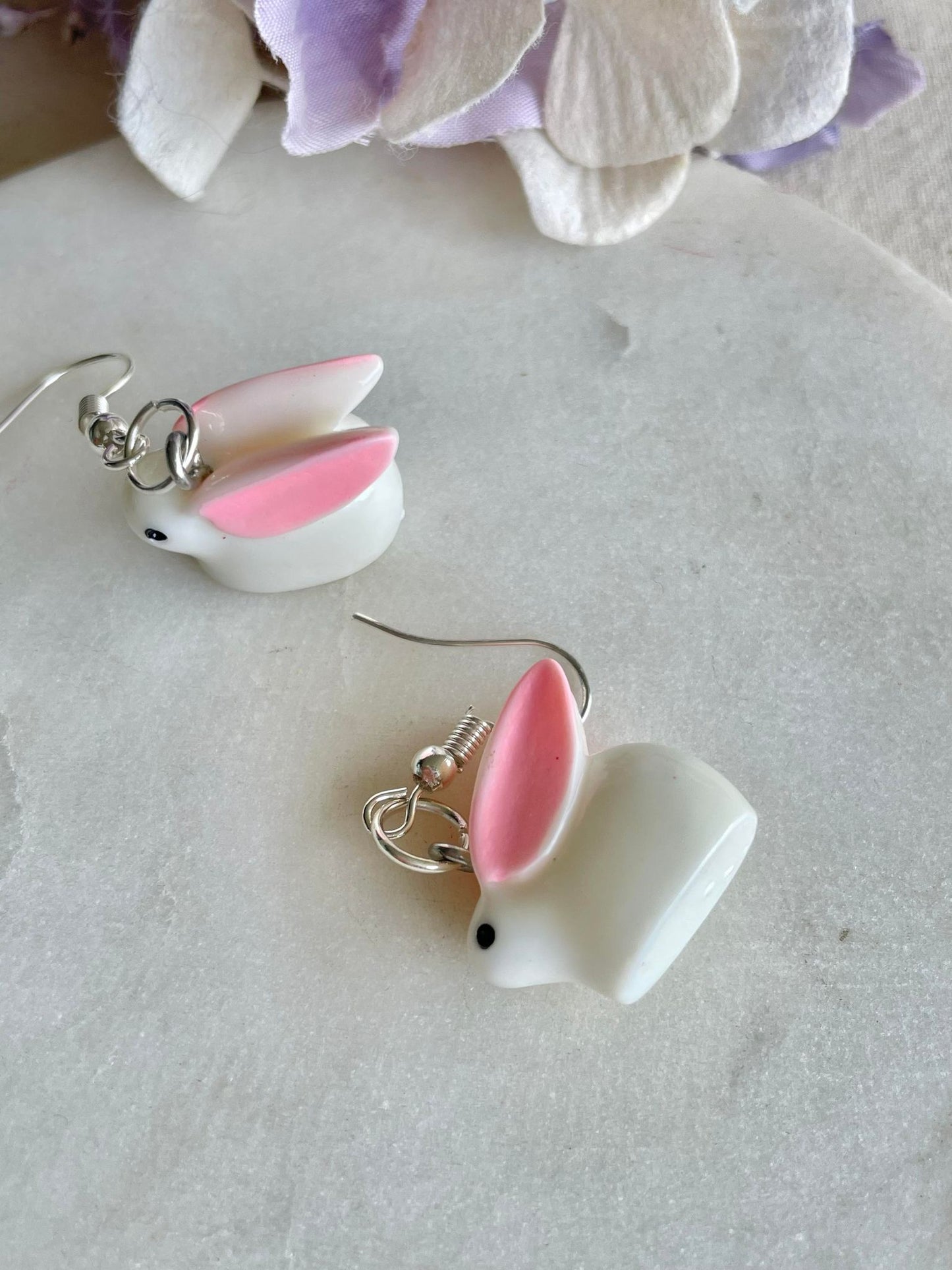 Bouncy white Easter Bunny earrings
