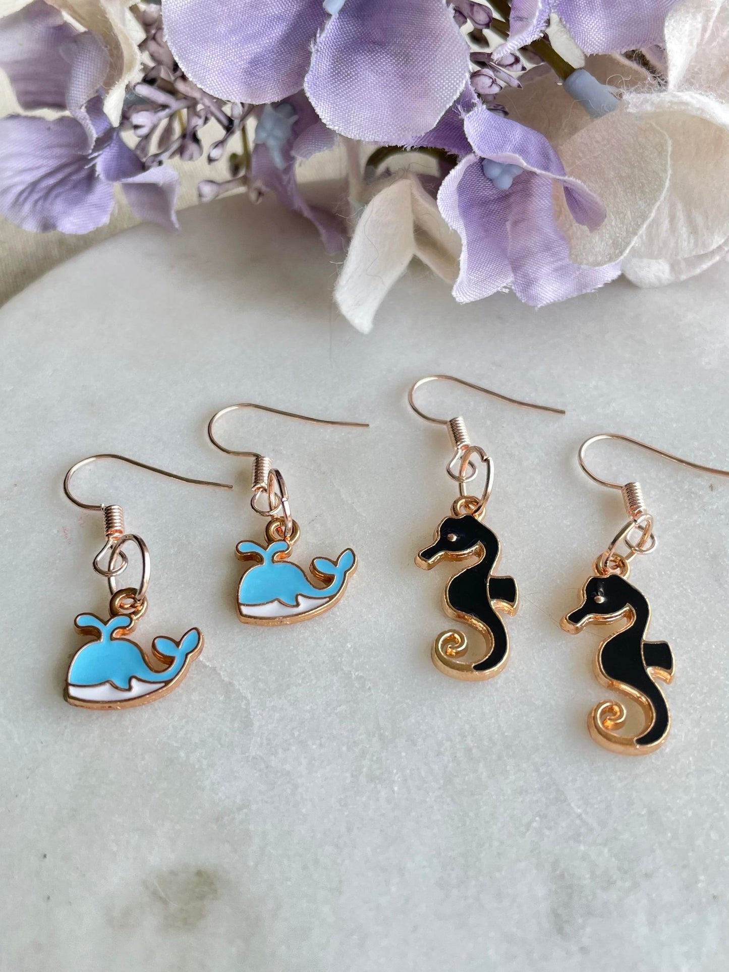 Moby the blue whale earrings