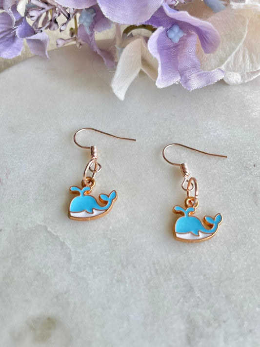 Moby the blue whale earrings