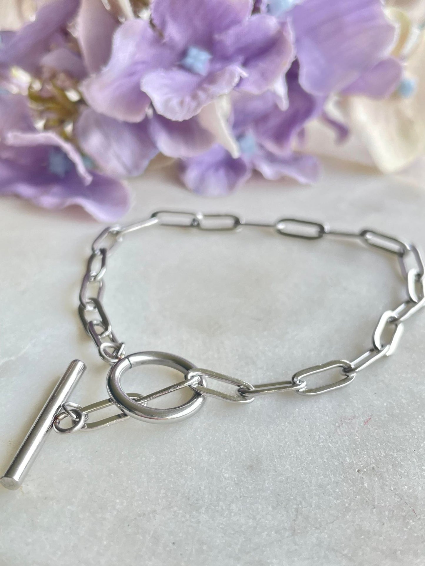 Link through me open chain bracelet - silver