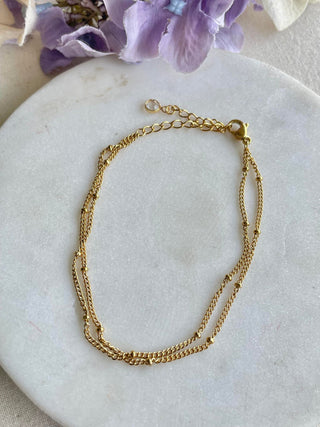 Double plain gold double bracelet – Tarnish Proof Jewellery
