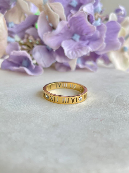 Roman numeral gold ring