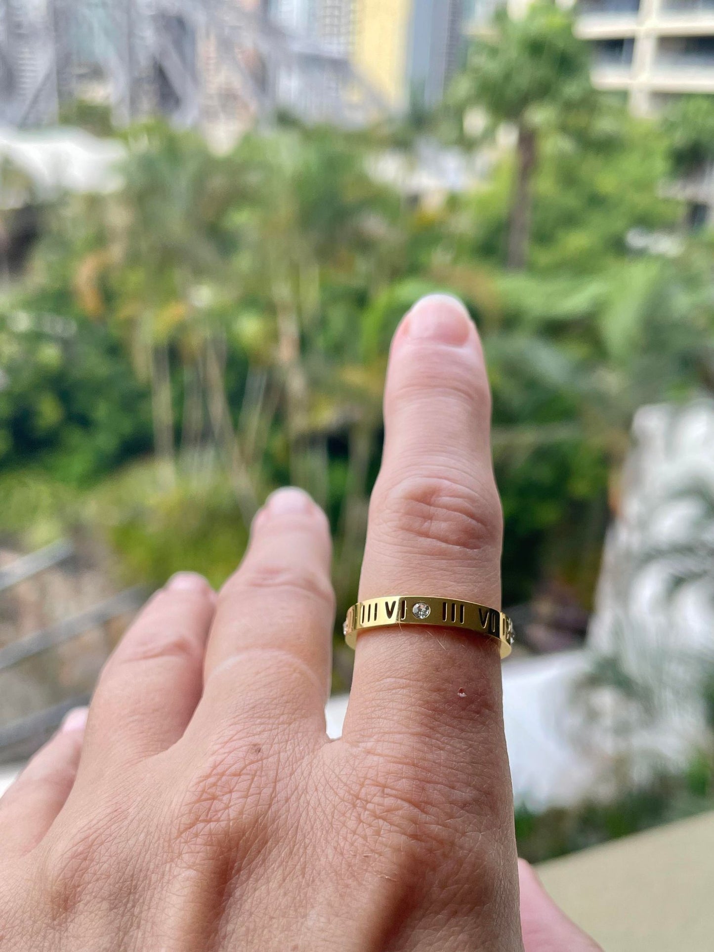 Roman numeral gold ring