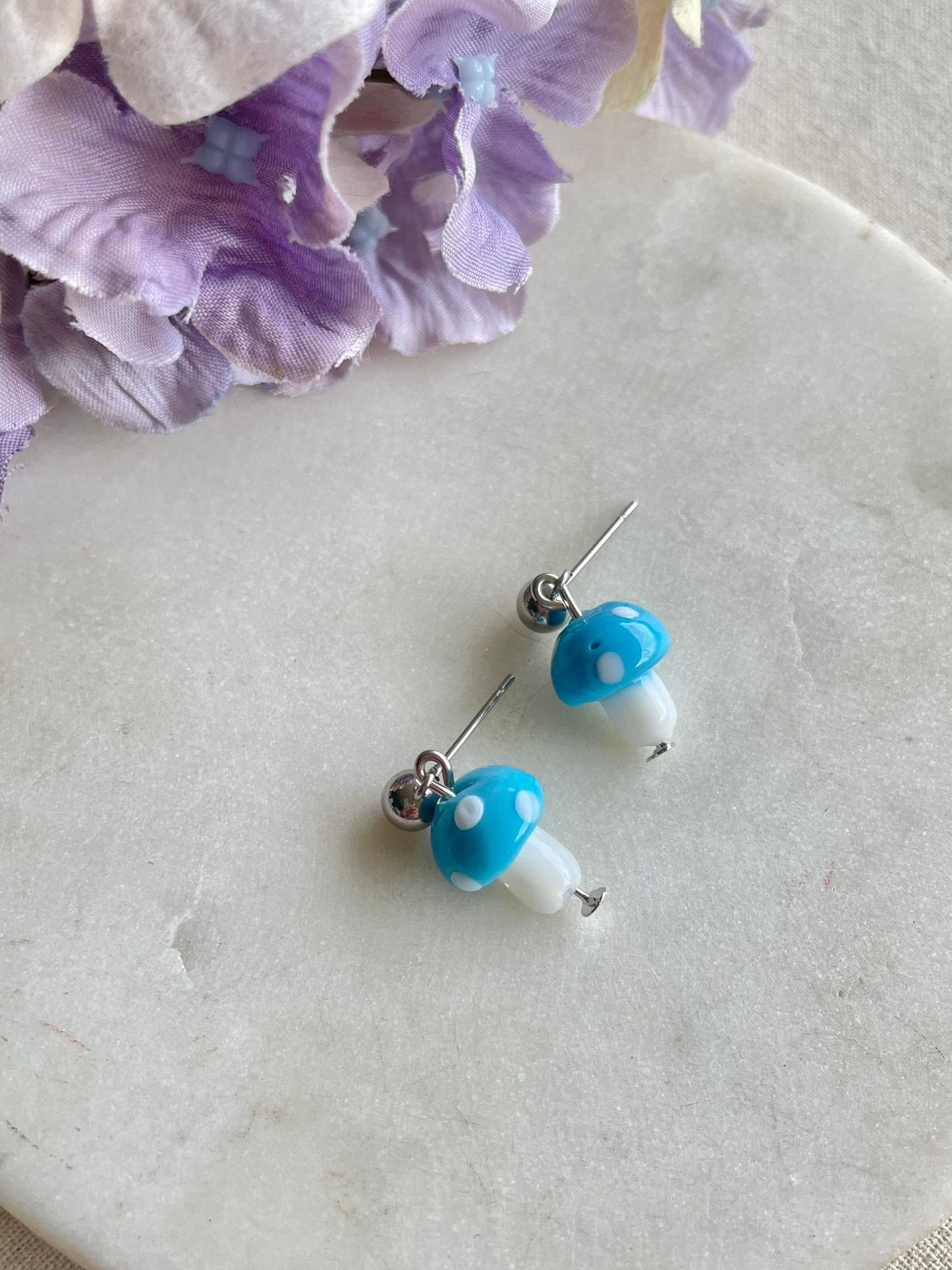 Glass toadstool earrings - small