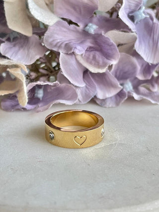 Love my heart gold ring
