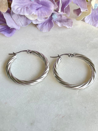 Silver twisted rope hopes – Tarnish Proof Jewellery