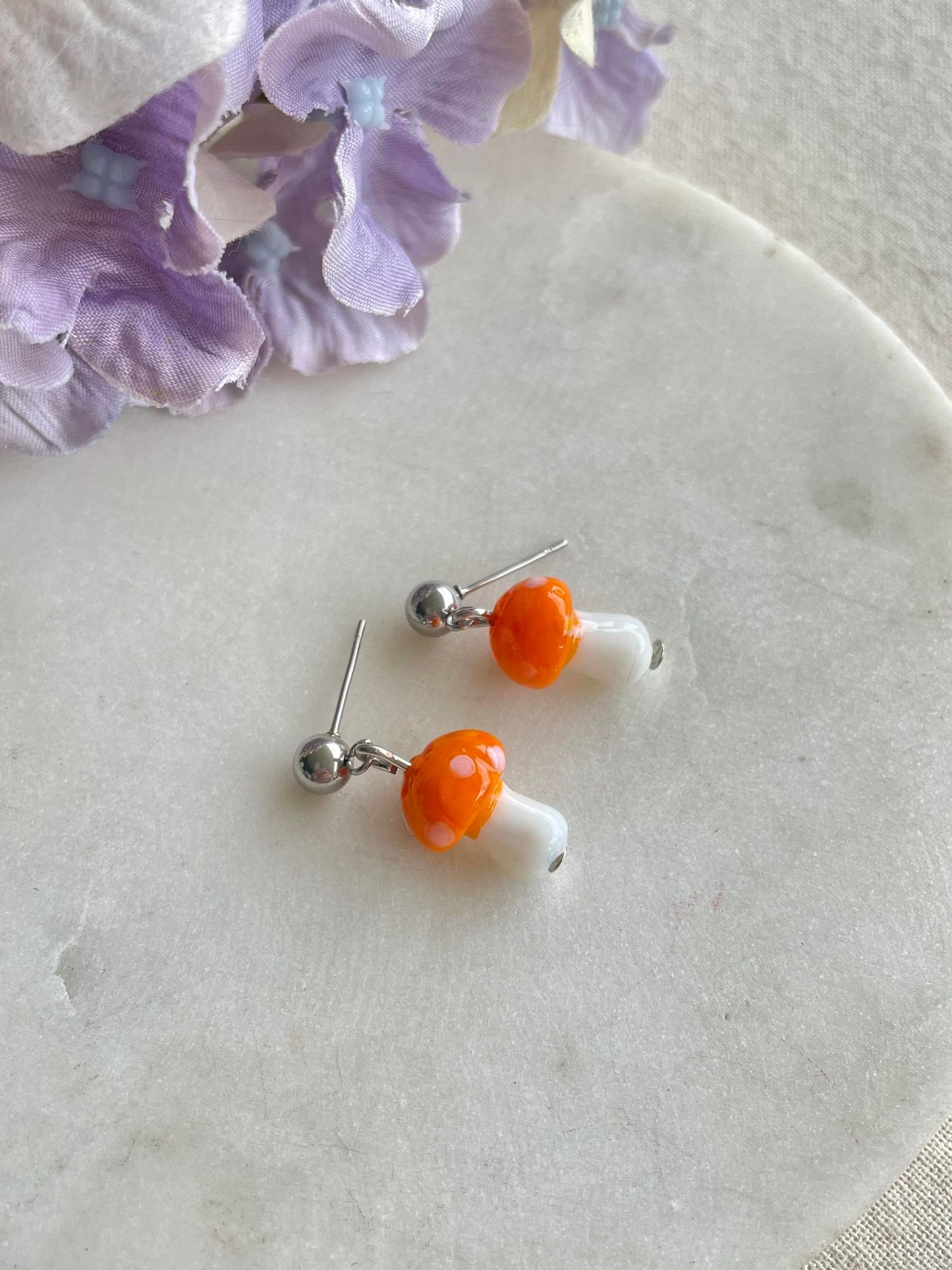 Glass toadstool earrings - small