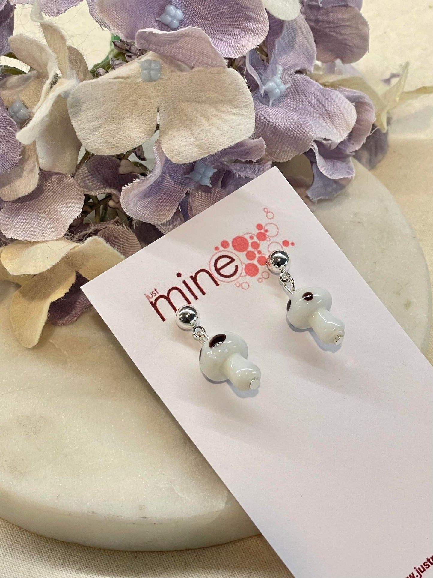 Glass toadstool earrings - small