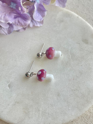 Glass toadstool earrings - small