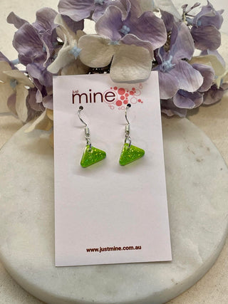 Green with envy small triangle earrings