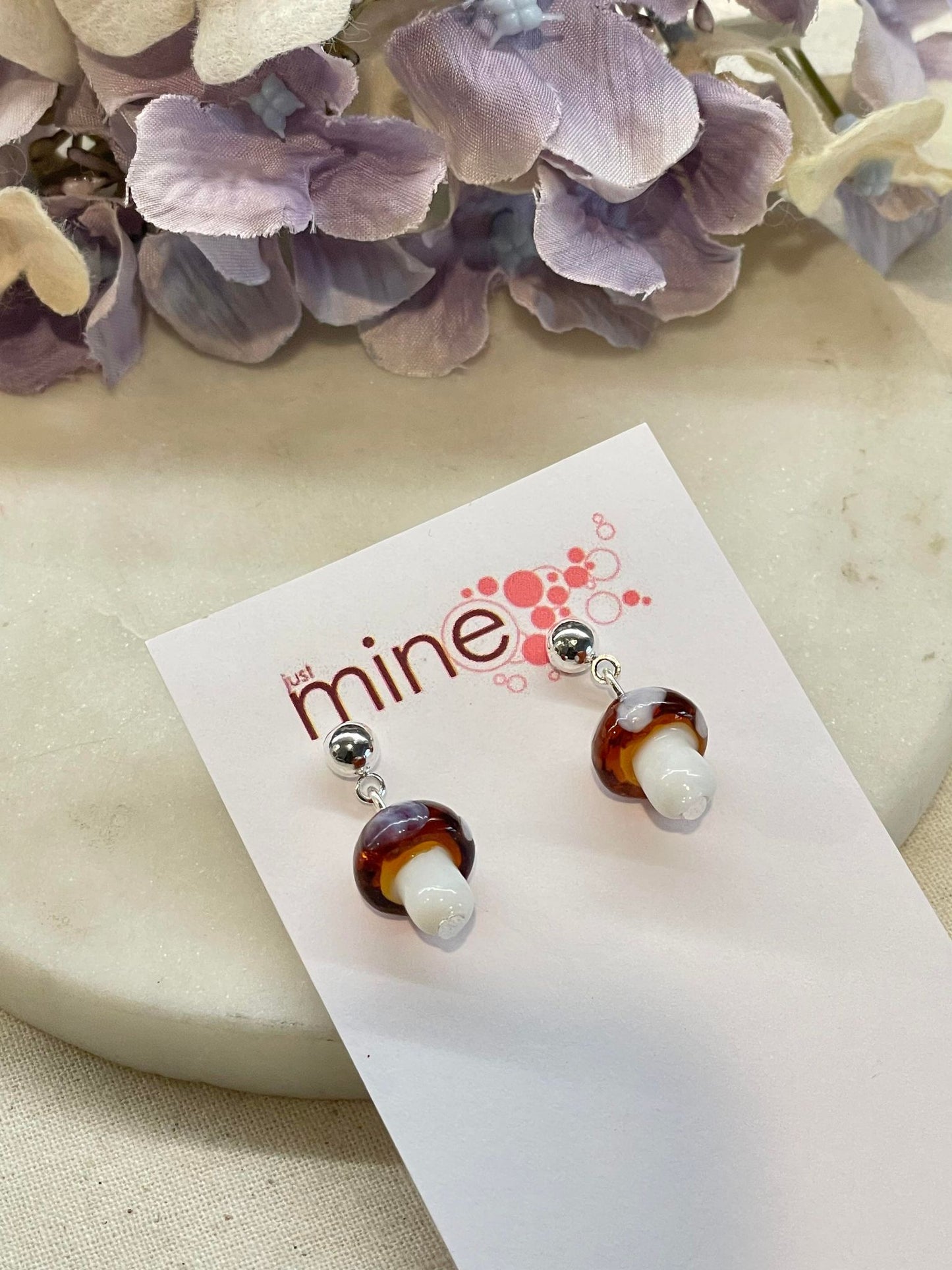 Glass toadstool earrings - small