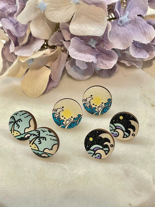 'Beach' with me wooden earrings