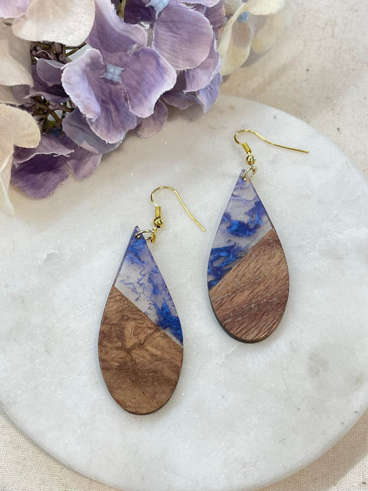 Wooden you love resin teardrop earrings