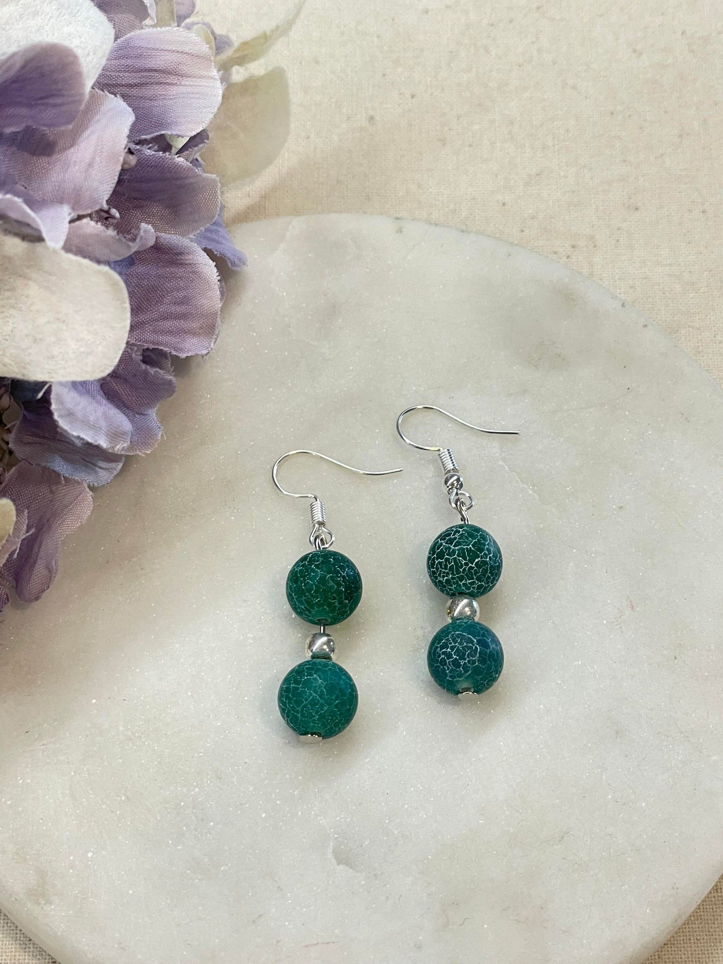 Crack in the pebble - green earrings